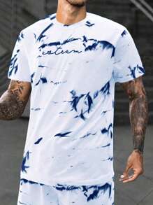 Manfinity Men Plus Letter Graphic Tie Dye Print Tee - Multicolor - View 1