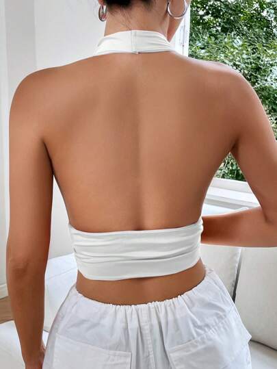 SHEIN EZwear Letni top typu halter z odsłoniętymi plecami