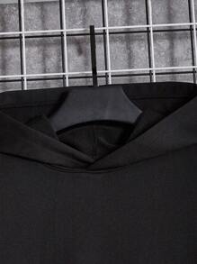 EASEVO 宽松大码男士魔方印花连帽衫 - 黑色 - 查看 3