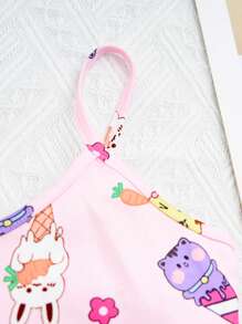 SHEIN Leap Crew Tween Girl Cartoon Graphic Cami Top & Pants Snug Fit PJ Set - Pink - View 7