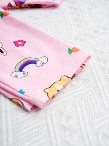 SHEIN Leap Crew Tween Girl Cartoon Graphic Cami Top & Pants Snug Fit PJ Set - Pink - View 8