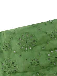 SHEIN VCAY 網眼刺繡落肩袖襯衫和短褲 - 綠色 - 查看 7