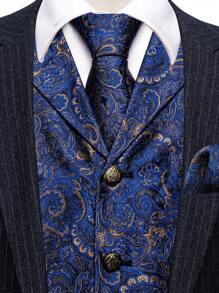 Men's Jacquard Suit Vest - Blue - View 4