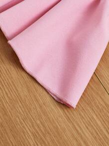 SHEIN Top de punto sin mangas con lazo decorativo y pliegues, de unicolor y tirantes anchos, para niña - Rosa Pálido - Ver 4