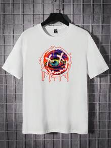 Manfinity RebelGame Hombres Camiseta con estampado de dibujos animados - Blanco - Ver 1