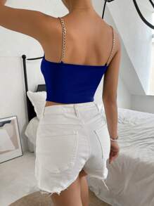 Allurite Chain Detail Cut Out Cami Top - Royal Blue - View 2