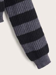 ROMWE Goth Striped Drop Shoulder Sweater - Multicolor - View 3