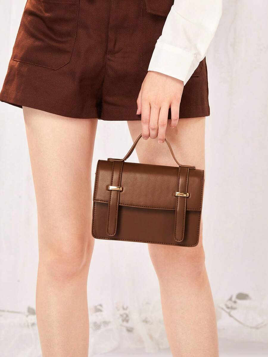 SHEIN MOD 女性翻動套手提包 - 棕色 - 查看 1