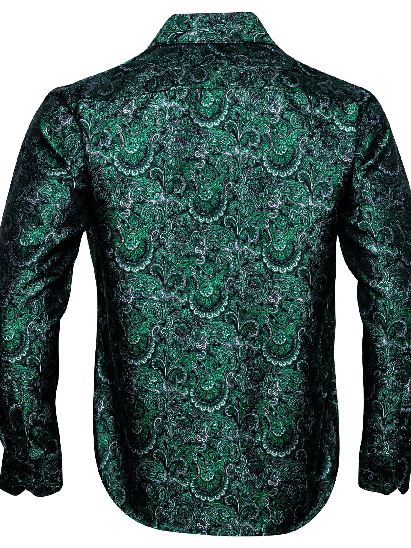 Men Floral Print Button Up Shirt - Dark Green - View 2