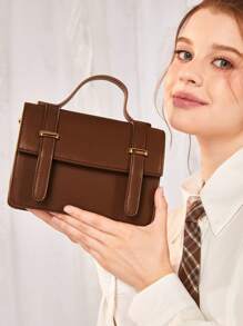 SHEIN MOD 女性翻動套手提包 - 棕色 - 查看 5