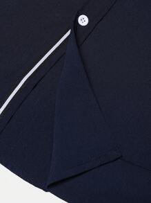 Men Button Front Shirt - Blue - View 4