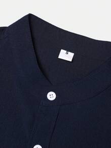 Men Button Front Shirt - Blue - View 6