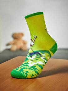 Rick and Morty | ROMWE 1 đôi NỮ Đồ họa Hoạt hình Vớ thuyền viên - xanh quân đội - Xem 7