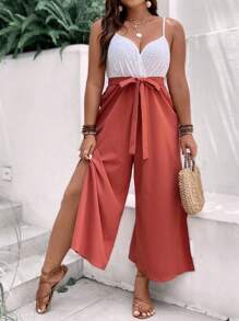 SHEIN Clasi 大碼雙色腰帶吊帶連體褲 - 彩色 - 查看 2