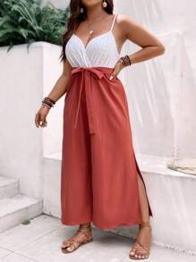 SHEIN Clasi 大碼雙色腰帶吊帶連體褲 - 彩色 - 查看 4