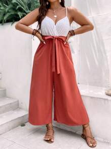 SHEIN Clasi 大碼雙色腰帶吊帶連體褲 - 彩色 - 查看 1