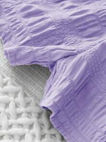 SHEIN 女小童肩部蝴蝶結褶邊連身短褲 - 紫丁香色 - 查看 3