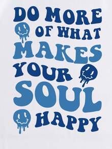 男士大码標語和卡通圖案T恤 - 白色 - 查看 3