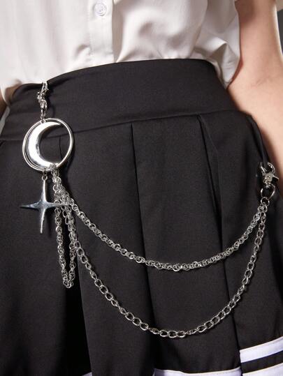 Goth 1pc Women Moon & Star Decor Trouser Chain