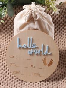 SHEIN 宝宝出生公告木质圆盘宝宝男孩女孩亚克力字母图形每月里程碑卡片你好世界新生儿标志 - 藍色 - 查看 5