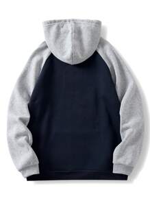 Nam Plus Đồ họa Chữ cái Tay Raglan Túi kangaroo Dây rút Hoodie - Nhiều màu - Xem 2