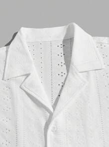 Manfinity VCAY 宽松男式圆孔刺绣衬衫和抽绳腰短裤 - 駝色 - 查看 5