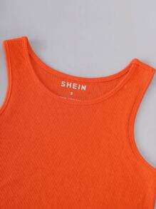 INAWLY Top tank crop unicolor - Naranja - Ver 4