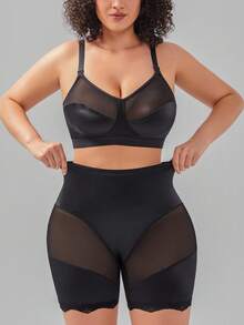 Plus Contrast Mesh Shapewear Set - Black - View 2