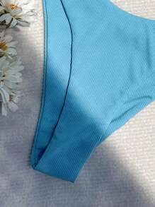 Halter Triangle Bikini Set - Blue - View 3