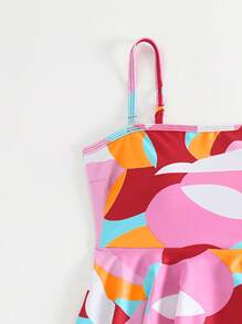 分层荷叶边下摆比基尼夏季海滩 - 紅色 - 查看 3