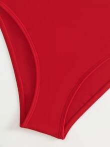 分层荷叶边下摆比基尼夏季海滩 - 紅色 - 查看 5