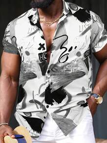 Manfinity Nam Đồ họa Chữ cái Áo sơ mi - Nhiều màu - Xem 1