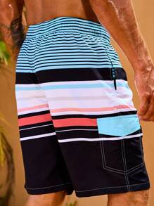 Surfspeed 男士条纹印花抽绳腰泳裤，夏威夷风 - 彩色 - 查看 2