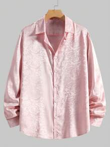 Manfinity RSRT 男士花卉圖案提花襯衫 - 粉色 - 查看 4