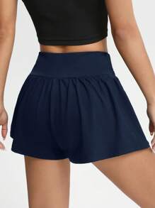 SHEIN EZwear Chất rắn Quần short chân rộng - Màu xanh hải quân - Xem 2