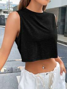 SHEIN EZwear Solid Crop Tank Top