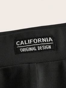 SHEIN EZwear Letter Patched Cami Top & Biker Shorts - Black - View 3