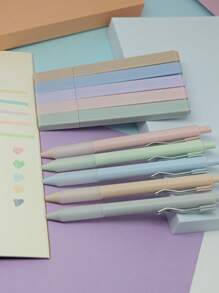 10pcs/set  Soft Tip Pastel Highlighter Pens Art Marker and Colored Gel Pens Ins Stationery Student Supplies For Journaling - Multicolor - View 5