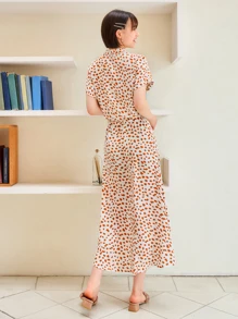 SHEIN Unity 斑點印花前紐扣洋裝 - 白色 - 查看 2