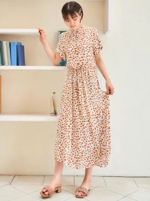 SHEIN Unity 斑點印花前紐扣洋裝 - 白色 - 查看 8