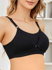 Moonlight&Mama Maternity Scallop Trim Nursing Bra For Mother - Black - View 5