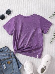 SHEIN 女小童字母圖案T恤 - 彩色 - 查看 2