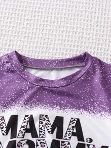 SHEIN 女小童字母圖案T恤 - 彩色 - 查看 3