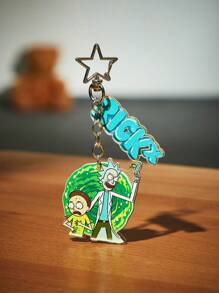 Rick and Morty | ROMWE 1pc Women Cartoon Figure & Letter Charm Acrylic Cute Keychain - Multicolor - View 2