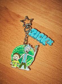 Rick and Morty | ROMWE 1pc Women Cartoon Figure & Letter Charm Acrylic Cute Keychain - Multicolor - View 6