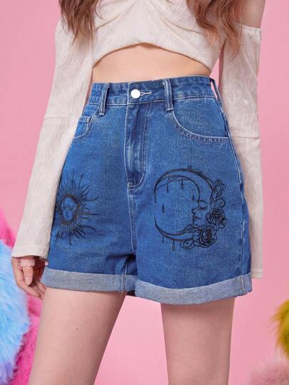Short En Jean Soleil Et Lune