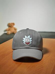 Rick and Morty | ROMWE 1入組女士字母卡通圖案棒球帽 - 灰色 - 查看 2