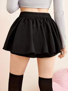 ROMWE J-Fashion Chất rắn Viền lấp lánh Váy quần - màu đen - Xem 3