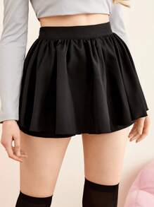 ROMWE J-Fashion Chất rắn Viền lấp lánh Váy quần - màu đen - Xem 4