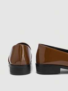 Women's Fashionable & Comfortable Commuting Loafers, Flat Pu Leather Shoes - Coffee Brown - View 8